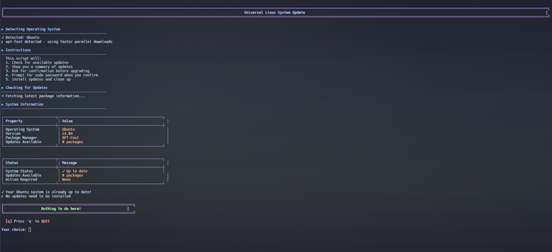 Update system screenshot